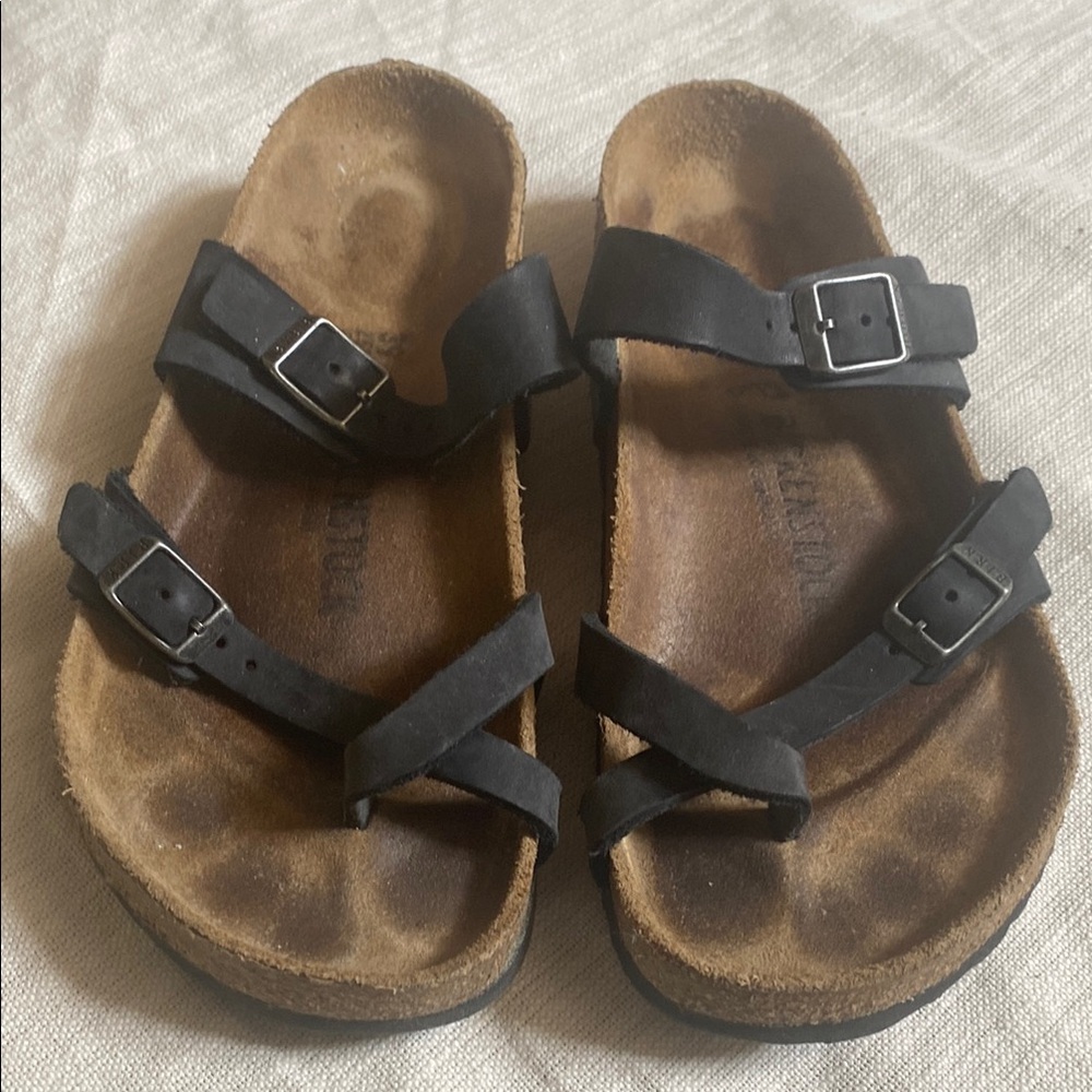 Birkenstock Black and Brown Sandals with Adjustable Straps